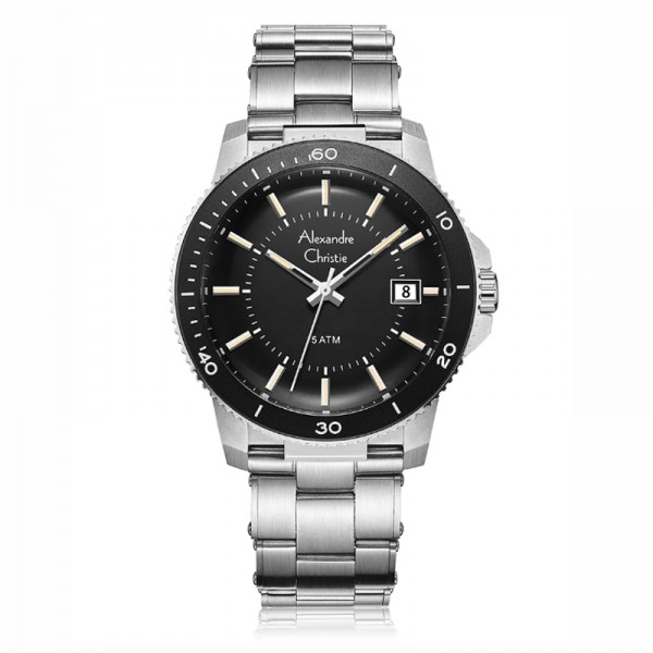 Alexandre Christie AC 6141 Silver Black Steel MDBSSBA Alexandre Christie AC 6141 Silver Black Steel MDBSSBA